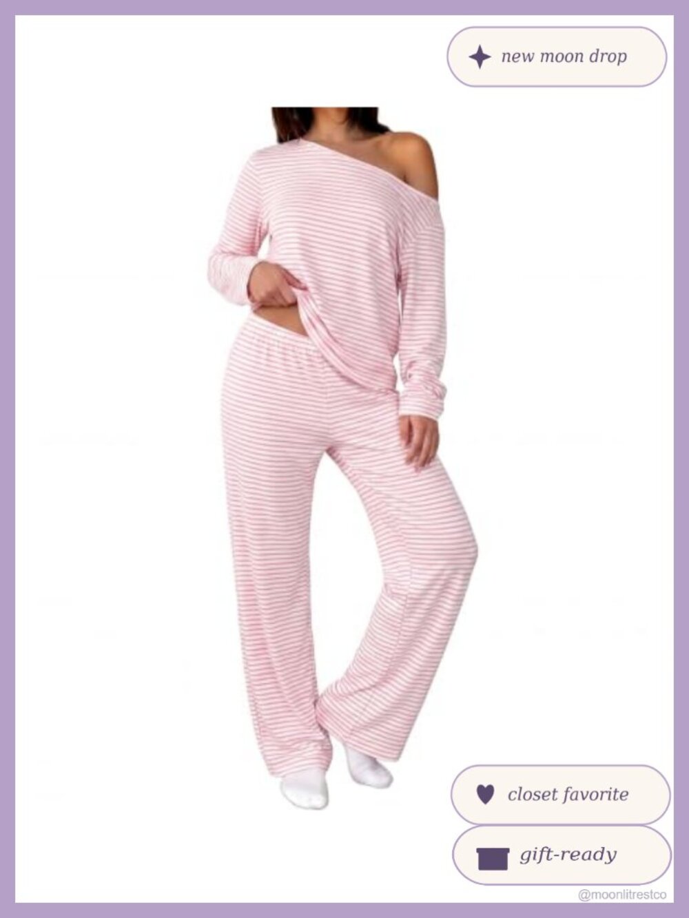 Women 2 Piece Lounge Set Off Shoulder Long Sleeve Wide Leg Pajamas